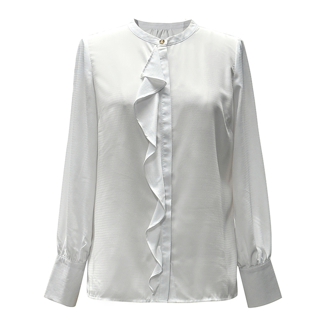 Round neck long sleeve solid color women's shirt