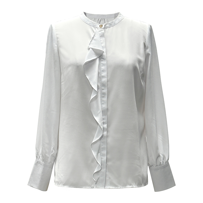 Round neck long sleeve solid color women's shirt