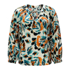 Women's Fashion Printed V-Neck Tie Long Sleeve Shirt