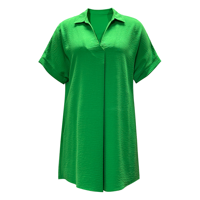 Women's Fashion V-neck Solid Color Short Sleeve Shirt Top