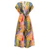 Fashion Bat Sleeve V Neck Backless Tie Dress Summer Women's Printed Long Dresses