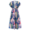 Fashion Bat Sleeve V Neck Backless Tie Dress Summer Women's Printed Long Dresses
