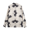 Women's Vintage Satin Thousand Bird Crane Print Long Sleeve Shirt