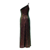 Illusion Sequins Gradient Color One Shoulder Slant Neck Halter Women's Dresses