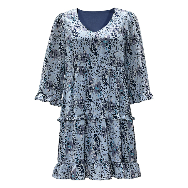 Women's V-neck Fashion Print Mid-sleeve Dress