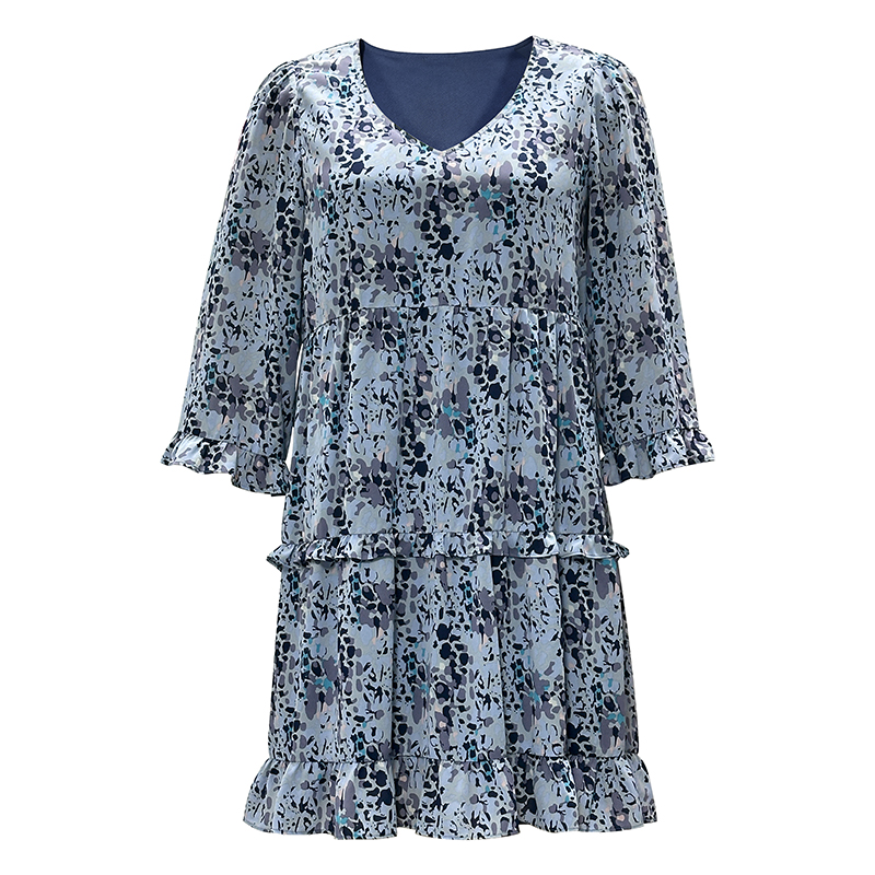 Women's V-neck Fashion Print Mid-sleeve Dress
