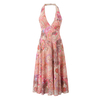 Women's Waist Slimming Cashew Flower Hanging Neck Dress Long Dress