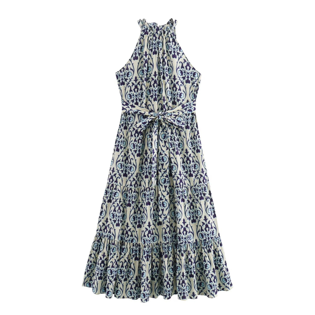 Women's Printed Neckline Slim Dresses