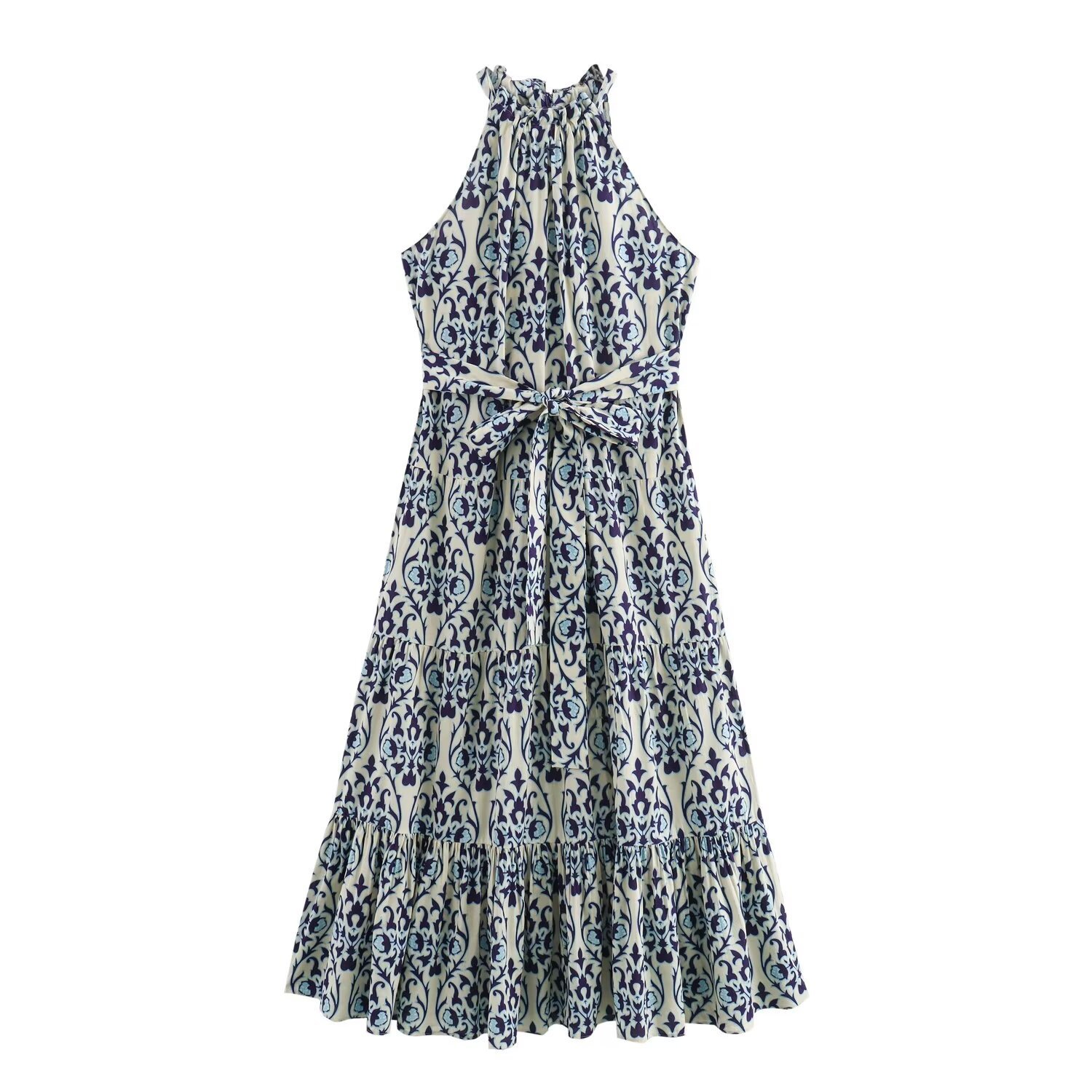 Women's Printed Neckline Slim Dresses