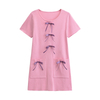 Women's New Bow Trim Knit Round Neck Short Sleeve Dresses