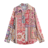 Women's Fashion Versatile Patchwork Printed Long Sleeve Shirt