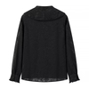 Women's Fashion Jacquard Solid Color Round Neck Long Sleeve Loose Casual Shirt