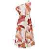 Women's Color Clashing Printed Slash Shoulder Dresses Loose A Hem Elegant Long Dresses 