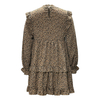 Women's Ruffle Leopard Round Neck Long Sleeve Dresses