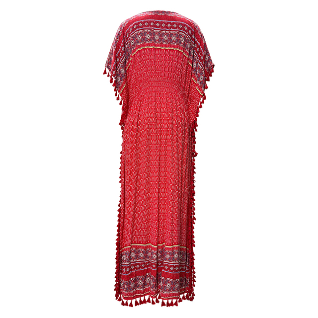 Women's Summer V-Neck Printed Dresses Beach Coverups