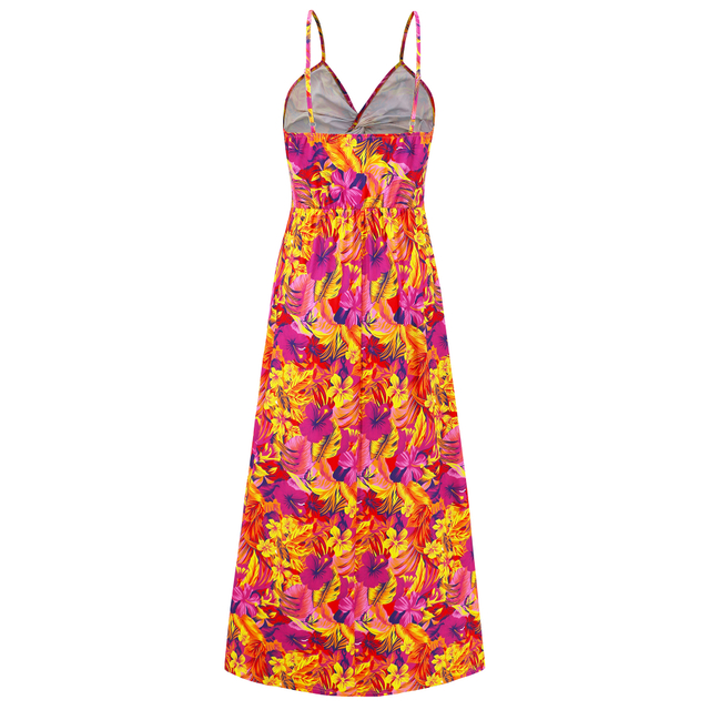 Women's Halter V-neck Printed Temperament Elegant A Swing Dress Long Dress