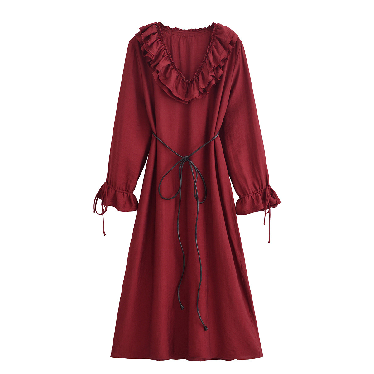 Women's New Fall And Winter Street Fashion Stacked with Belt Dresses