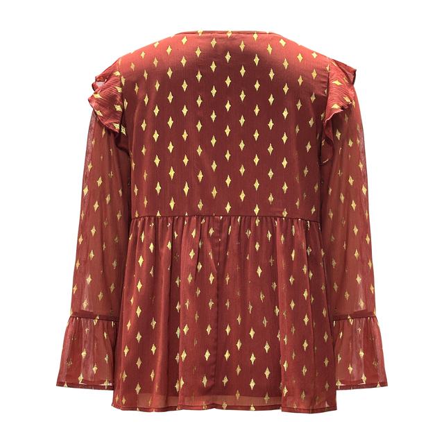 Women's Round Neck Long Sleeve Printed Top