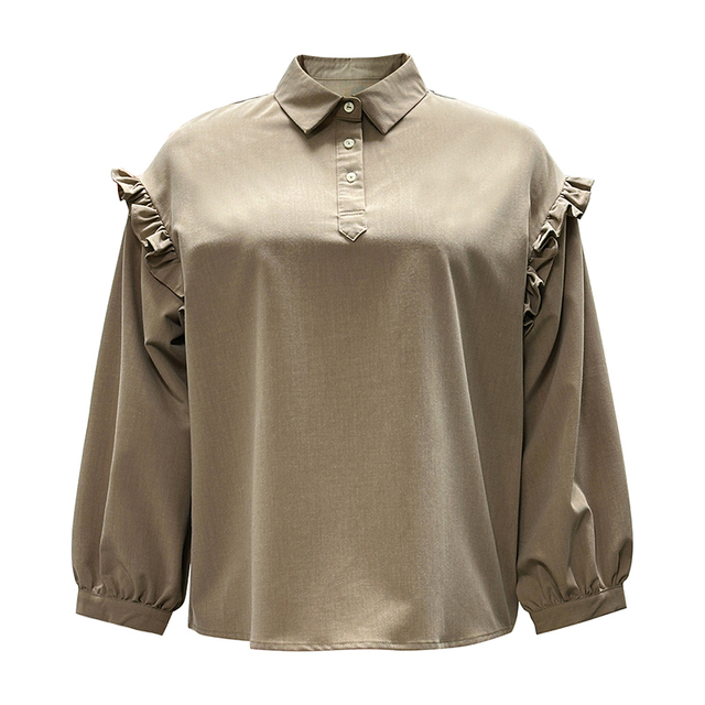 Autumn New Long-sleeved Shirt Female Lapel Doll Shirt Ruffled Blouse