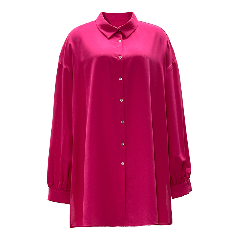 Women's Fashion Lapel Solid Color Long Sleeve Shirt Dresses