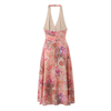 Women's Waist Slimming Cashew Flower Hanging Neck Dress Long Dress