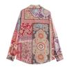 Women's Fashion Versatile Patchwork Printed Long Sleeve Shirt