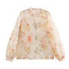 Women's Fashion Simple Versatile Floral Print Bubble Sleeve Long Sleeve Shirt