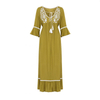 Summer New Fashion Bohemian Style Embroidery Flared Sleeve Personalized Dresses Long Dresses