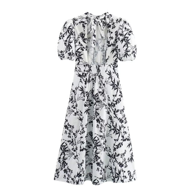 Summer New Women's European And American Style Fashion Casual Simple Printed Short-sleeved Long Dresses