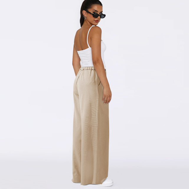2024 Straight Casual Pants Loose Casual Tie Women's Pants Premium Feeling Skinny Pants Wide Leg Pants