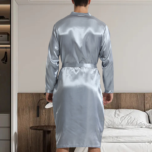 2024 New Ice Silk Robe Men's Ties in The Long Section of Thin Home Wear