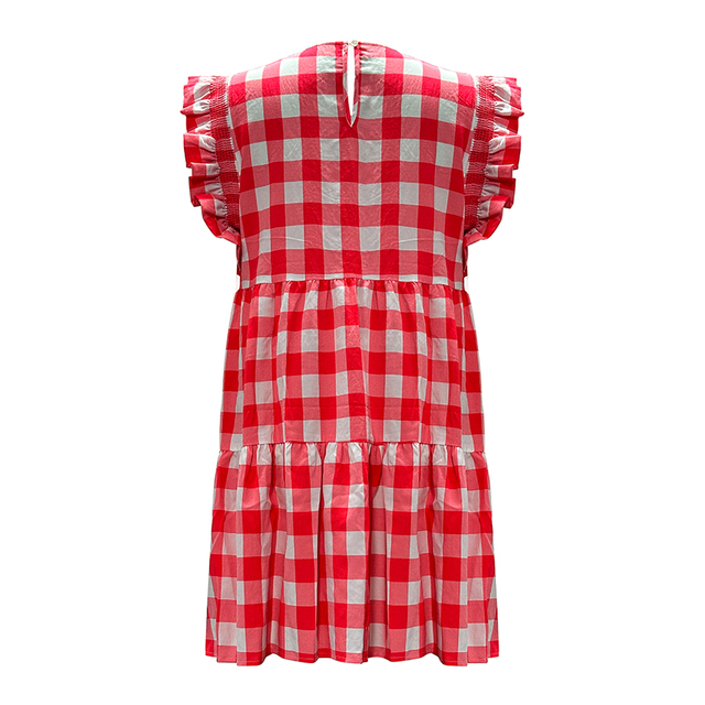 Women's Round Neck Plaid Dress