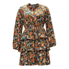Spring And Autumn V-Neck Floral Print Long Sleeve Cake Dress Women