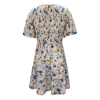 Summer Women's Waisted V-Neck Printed Short Sleeve Dresses