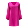 Women's Fashion V-Neck Solid Color Long Sleeve Top Dresses