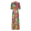Women's V-Neck Short Sleeve Printed Waist Long Dresses