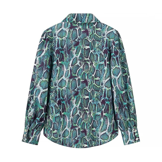 Women's Fashion Simple Versatile Casual Printed Snake Print Long Sleeve Shirt