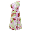 Women's Color Clashing Printed Slash Shoulder Dresses Loose A Hem Elegant Long Dresses 