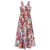 Women's Elegant Printed Elastic Back Dresses Vacation Style Floral Halter Long Dresses