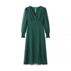 Women's French Vintage V-neck Long-sleeved Slim Open Jacquard Temperament Dresses