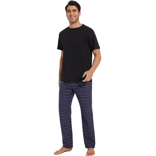 2024 Men's Casual Fashion Loose Plaid Straight Sleepwear