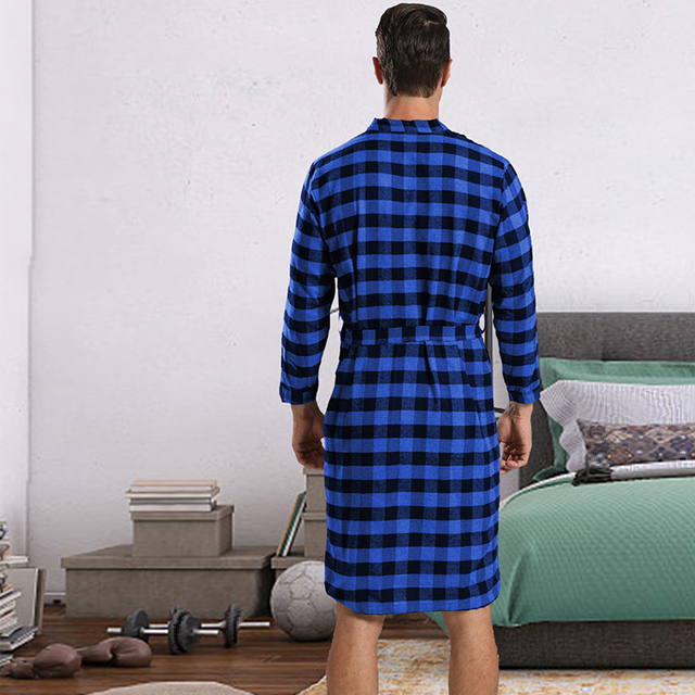 2024 New Plaid Robe Men's Ties in The Long Thin Home Wear