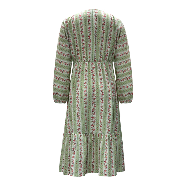 Women's V-Neck Long Sleeve Printed Dresses