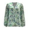 Vacation Resort Top - V-Neck Long Sleeve Lightweight Printed Spring Blouse