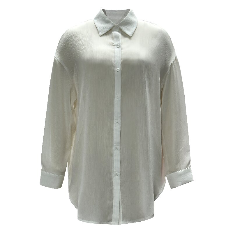 Solid White Shirt Dress | Women's Lightweight Long Sleeve Daily Office Dress