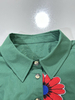 Red Floral Green Shirt | Women's Long Sleeve Cotton Casual Office Blouse
