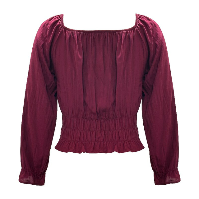 Square Neck Slim Top | Women's Long Sleeve Spring Daily Office Blouse