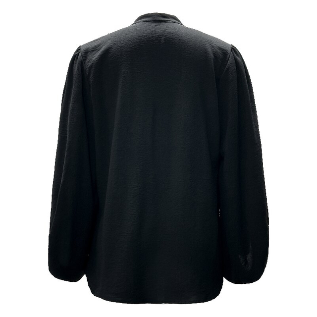 Lantern Sleeve V-Neck Blouse | Women's Lightweight Black Top for Daily Date Work Weekend