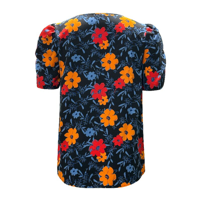 Printed V-Neck Top | Women's Short Sleeve Floral Casual Vacation Shirt