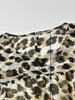 Casual Leopard Shirt - Round Neck Lantern Long Sleeve Women's Blouse